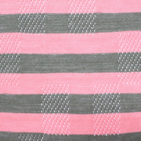 Pink Horizontal-Stripe Pointelle Knit, Viscose-Nylon, 156 gsm