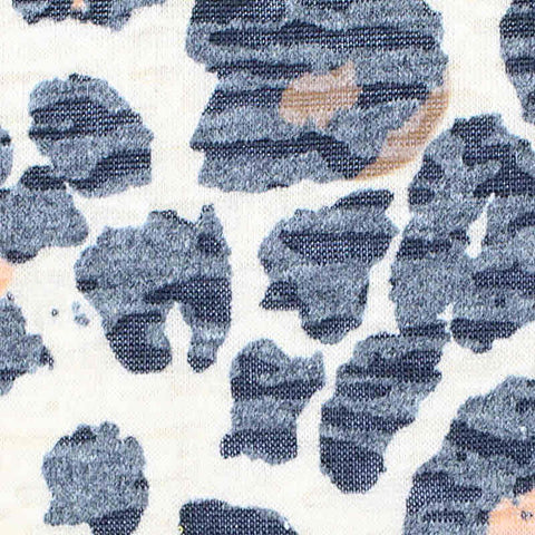 Dark Blue Bold-Leopard Jersey Knit, Poly-Cotton
