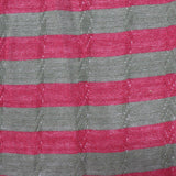 Pink Horizontal-Stripe Pointelle Knit, Viscose-Nylon