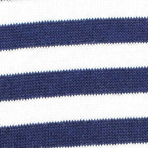 Navy Horizontal-Stripe Jersey Knit, Viscose-Poly, 202 gsm