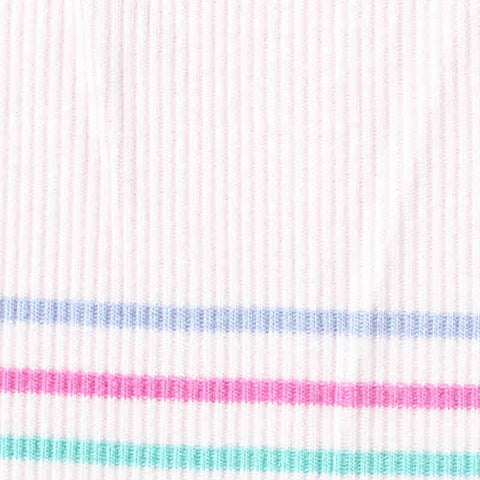 Blue Horizontal-Stripe Rib Knit, Viscose, 229 gsm