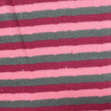 Pink Horizontal-Stripe Pointelle Knit, Viscose-Nylon