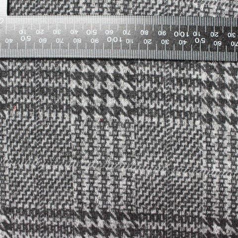 Black Houndstooth Jacquard, Poly-Viscose, 205 gsm