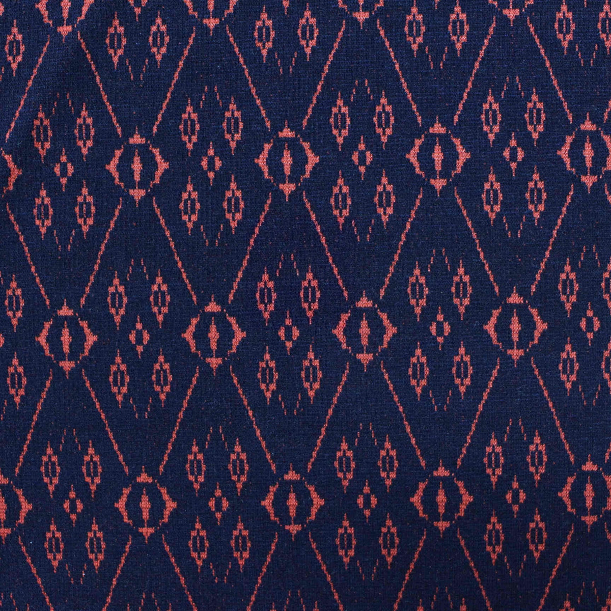 Orange-Red Geometric-Diamond Jacquard, Poly-Cotton