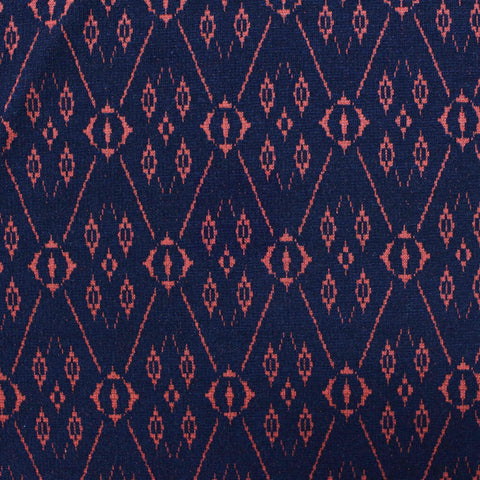Orange-Red Geometric-Diamond Jacquard, Poly-Cotton