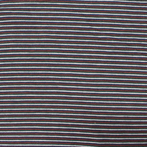 White Horizontal-Stripe Interlock Knit, Polyester
