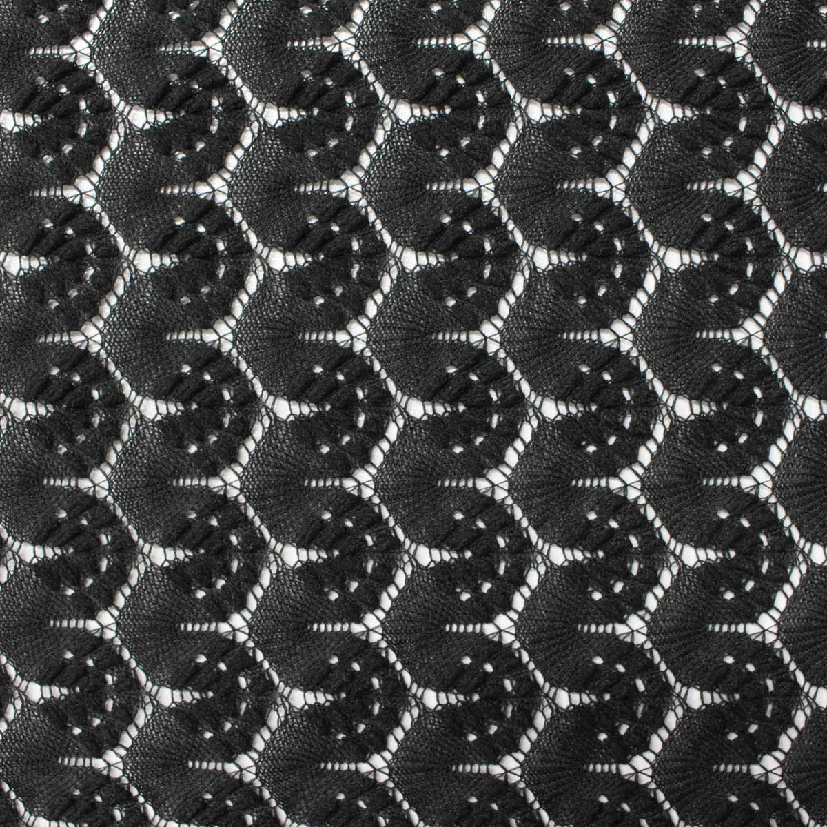 Black Openwork Lace, Polyester, 143 gsm