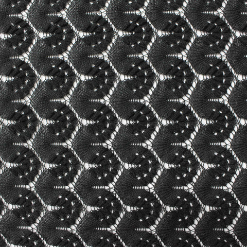 Black Openwork Lace, Polyester, 143 gsm