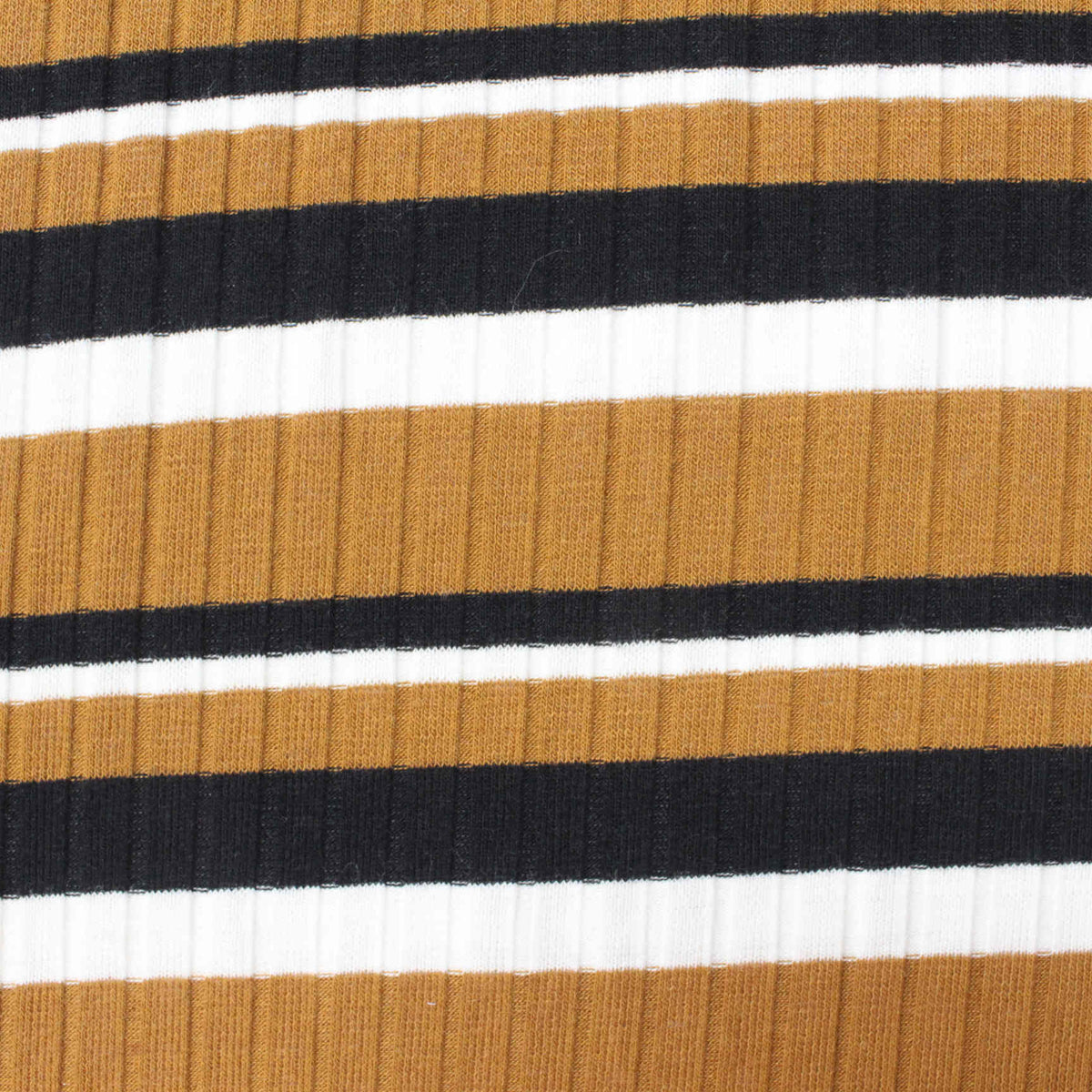 Brown Horizontal-Stripe Rib Knit, Poly-Viscose, 169 gsm