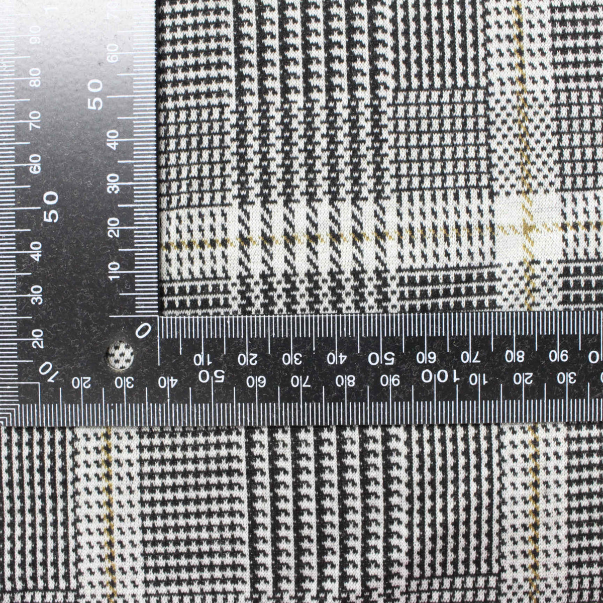 Black Plaid Interlock Knit, Poly-Viscose, 275 gsm