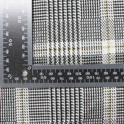 Black Plaid Interlock Knit, Poly-Viscose, 275 gsm