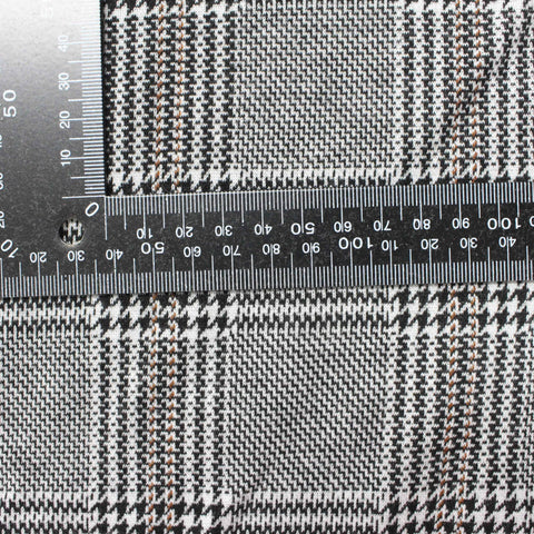Black Plaid Interlock Knit, Poly-Viscose