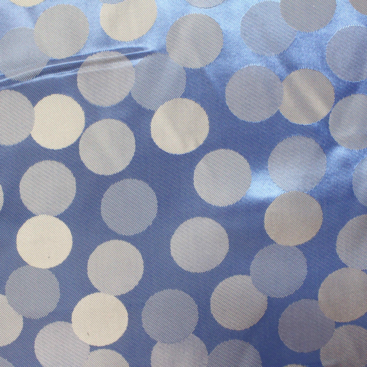 Silver-Blue Dots Jacquard, Poly-Viscose