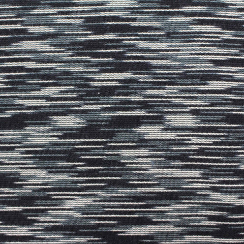 Black Horizontal-Stripe Ponte Knit, Viscose-Nylon, 250 gsm