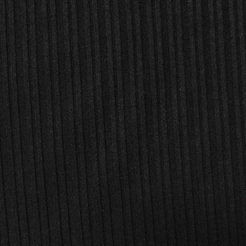Polyester Viscose Stretch Rib Knit Fabric, 225 gsm, 150 cm — Black