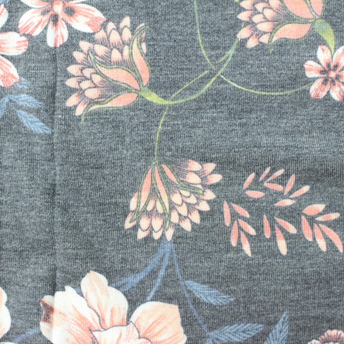 Peach Bold-Floral French Terry, Poly-Viscose