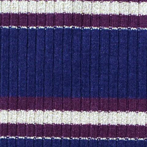 Navy Horizontal-Stripe Rib Knit, Poly-Viscose, 208 gsm