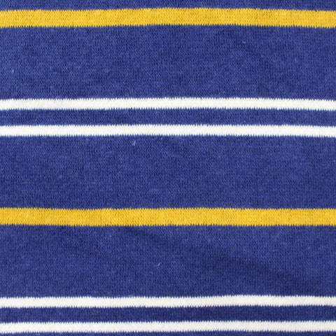 Blue Horizontal-Stripe French Terry, Cotton-Poly
