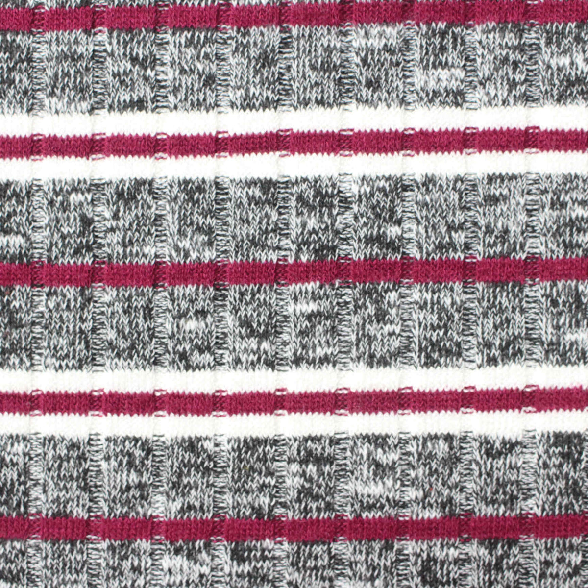 Burgundy Horizontal-Stripe Rib Knit, Poly-Viscose