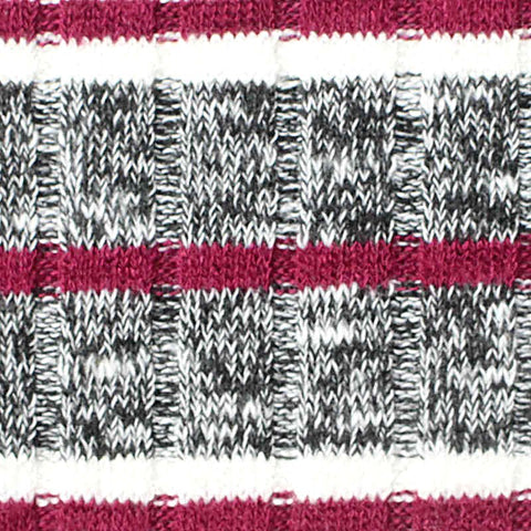 Burgundy Horizontal-Stripe Rib Knit, Poly-Viscose