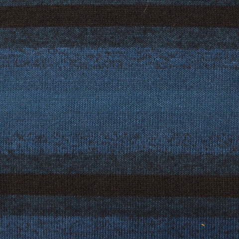 Blue Horizontal-Stripe Chunky Knit, Viscose-Poly, 230 gsm