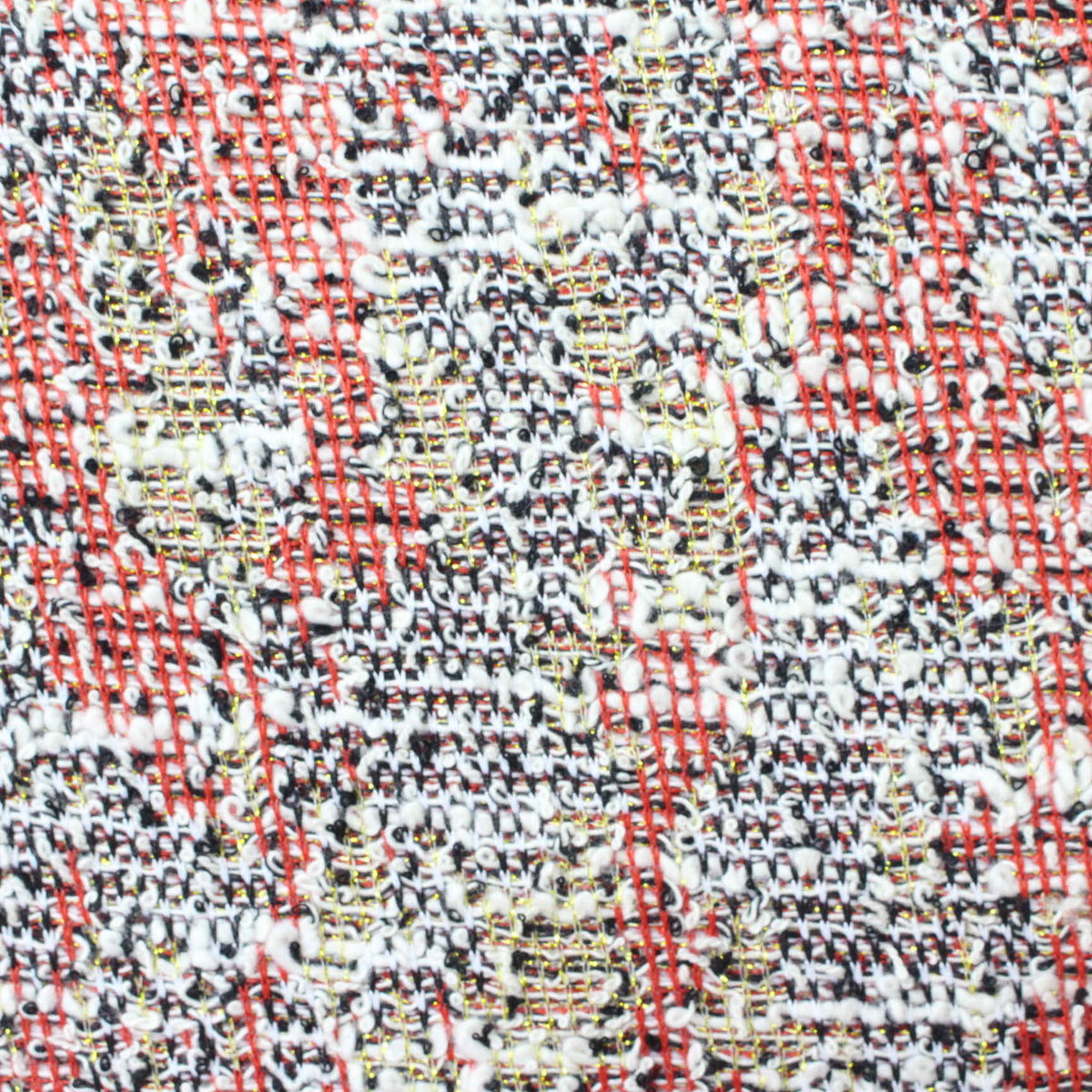 Red Grid Chunky Knit, Poly-Cotton, 215 gsm