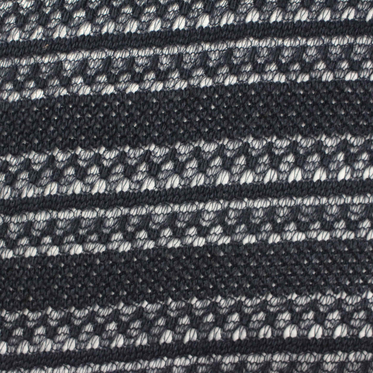 Black Horizontal-Stripe Chunky Knit, Poly-Viscose, 150 gsm