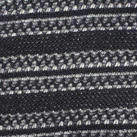 Black Horizontal-Stripe Chunky Knit, Poly-Viscose, 150 gsm