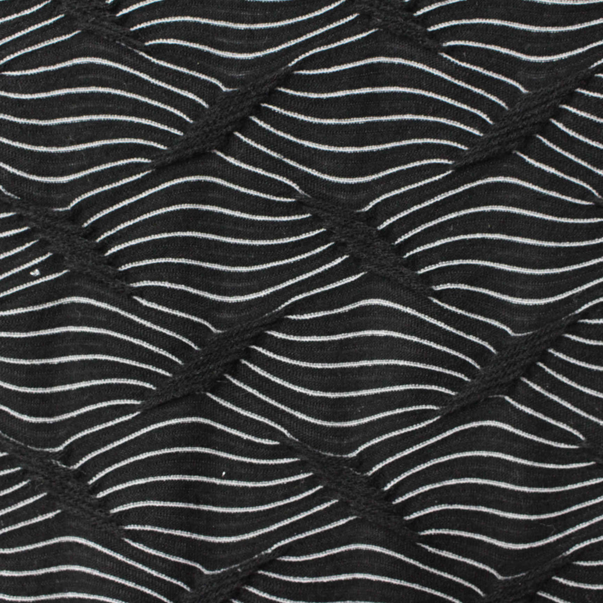 Black Wavy-Line Jacquard, Polyester, 190 gsm