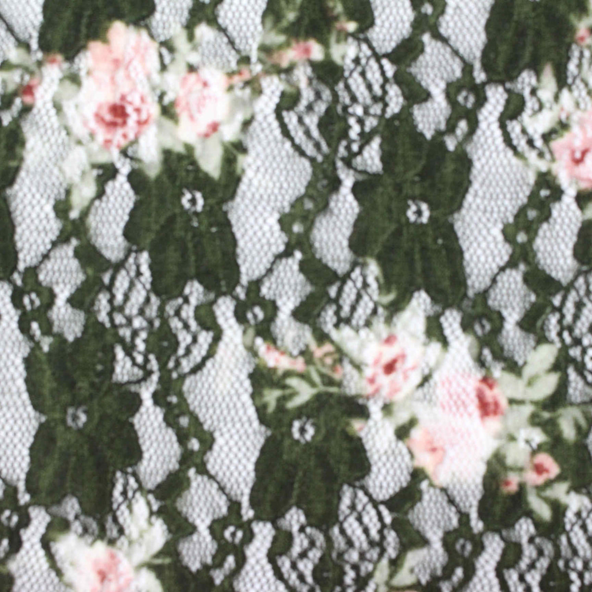 Dark Green Floral Lace, Nylon, 95 gsm