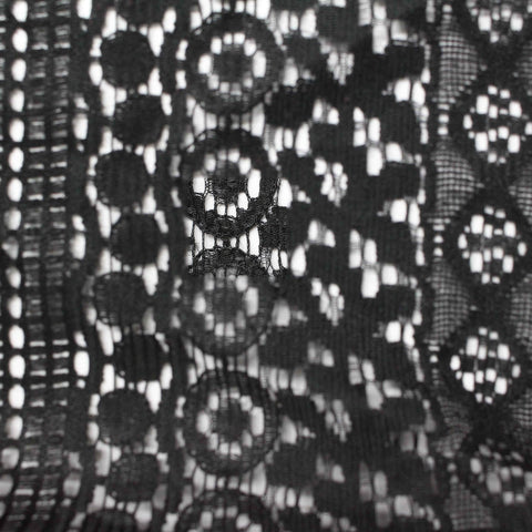 Black Geometric Lace, Cotton-Nylon