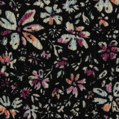 Cream Floral Warp Knit, Polyester