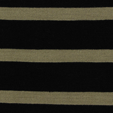 Black Horizontal-Stripe Jersey Knit, Viscose, 220 gsm