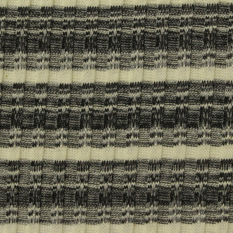 Black Horizontal-Band Rib Knit, Poly-Cotton