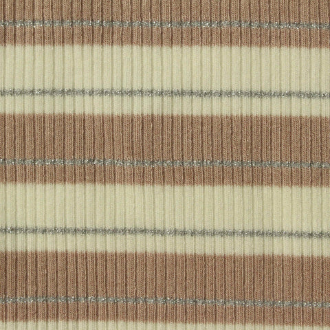 Beige Stripes Rib Knit, Viscose