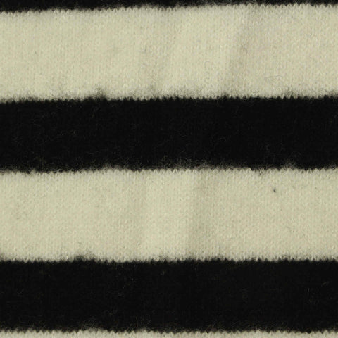 Black Horizontal-Stripe Jersey Knit, Viscose-Poly, 235 gsm