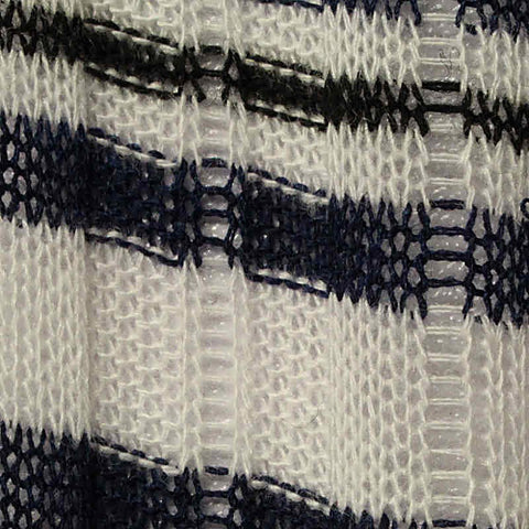 Navy Horizontal-Stripe Rib Knit, Polyester, 120 gsm