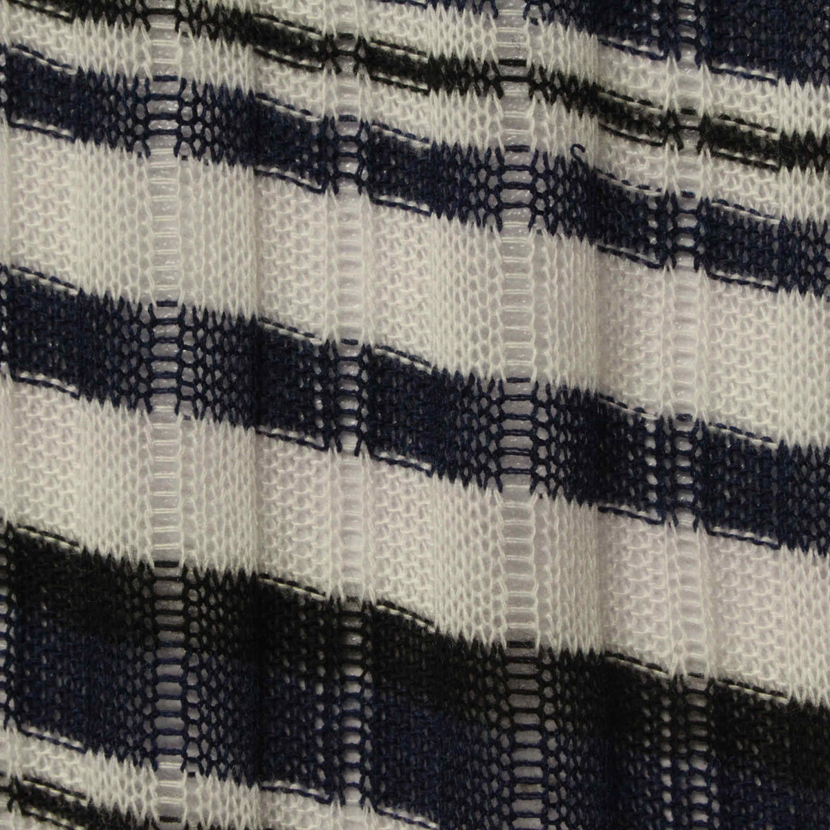Navy Horizontal-Stripe Rib Knit, Polyester, 120 gsm