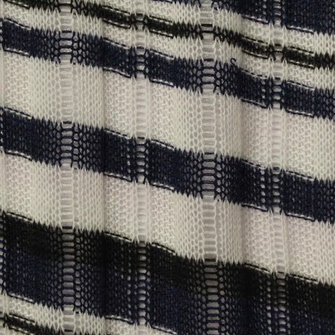 Navy Horizontal-Stripe Rib Knit, Polyester, 120 gsm