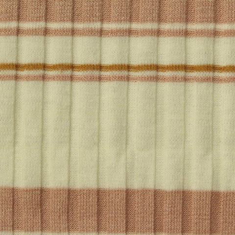 Cream Horizontal-Stripe Rib Knit, Poly-Viscose, 200 gsm