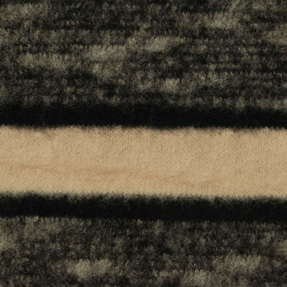 Beige Horizontal-Stripe Chunky Knit, Poly-Viscose, 215 gsm