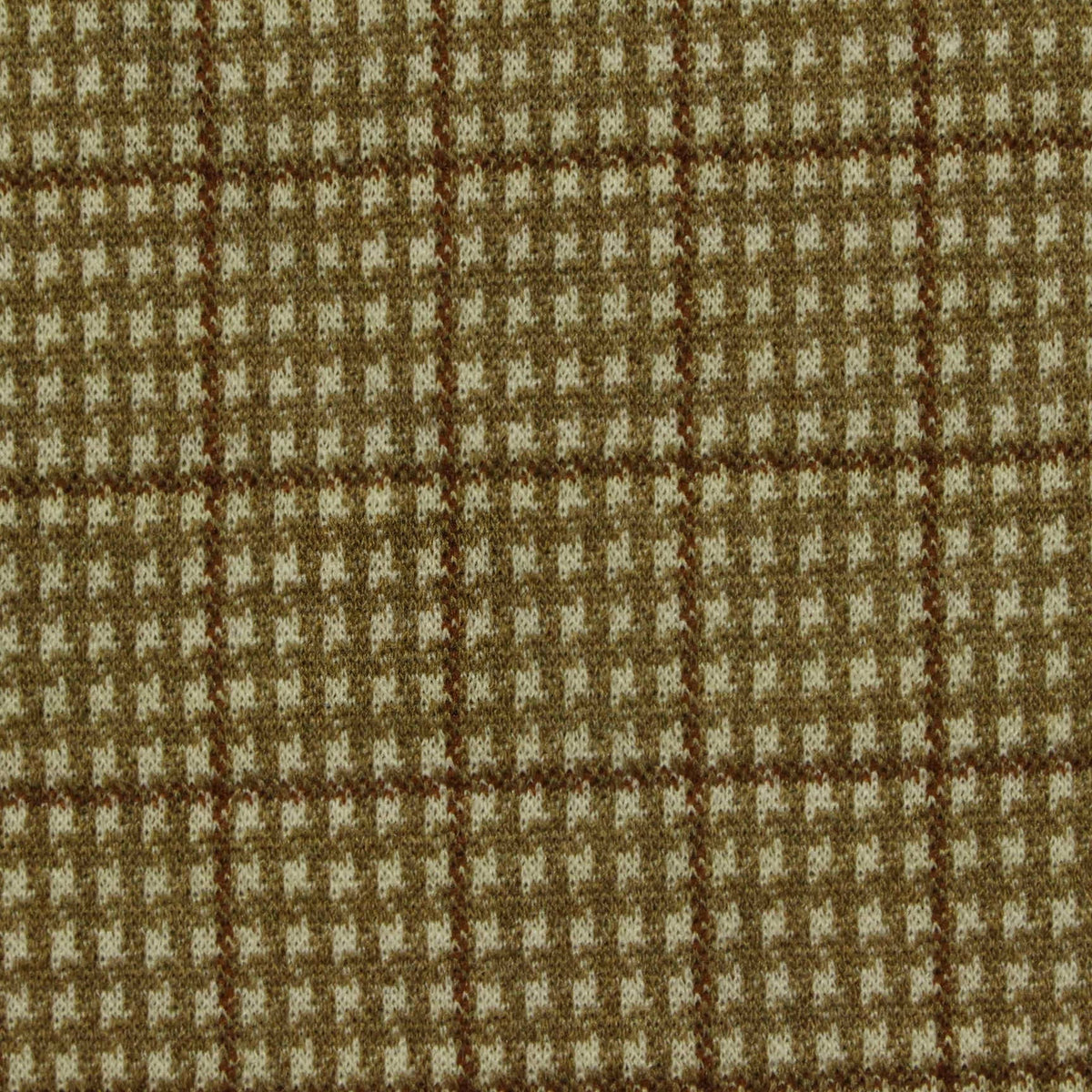 Plaid Polyester Viscose Stretch Ponte Knit Fabric, 300 gsm, 160 cm — Khaki, ref EF-227530