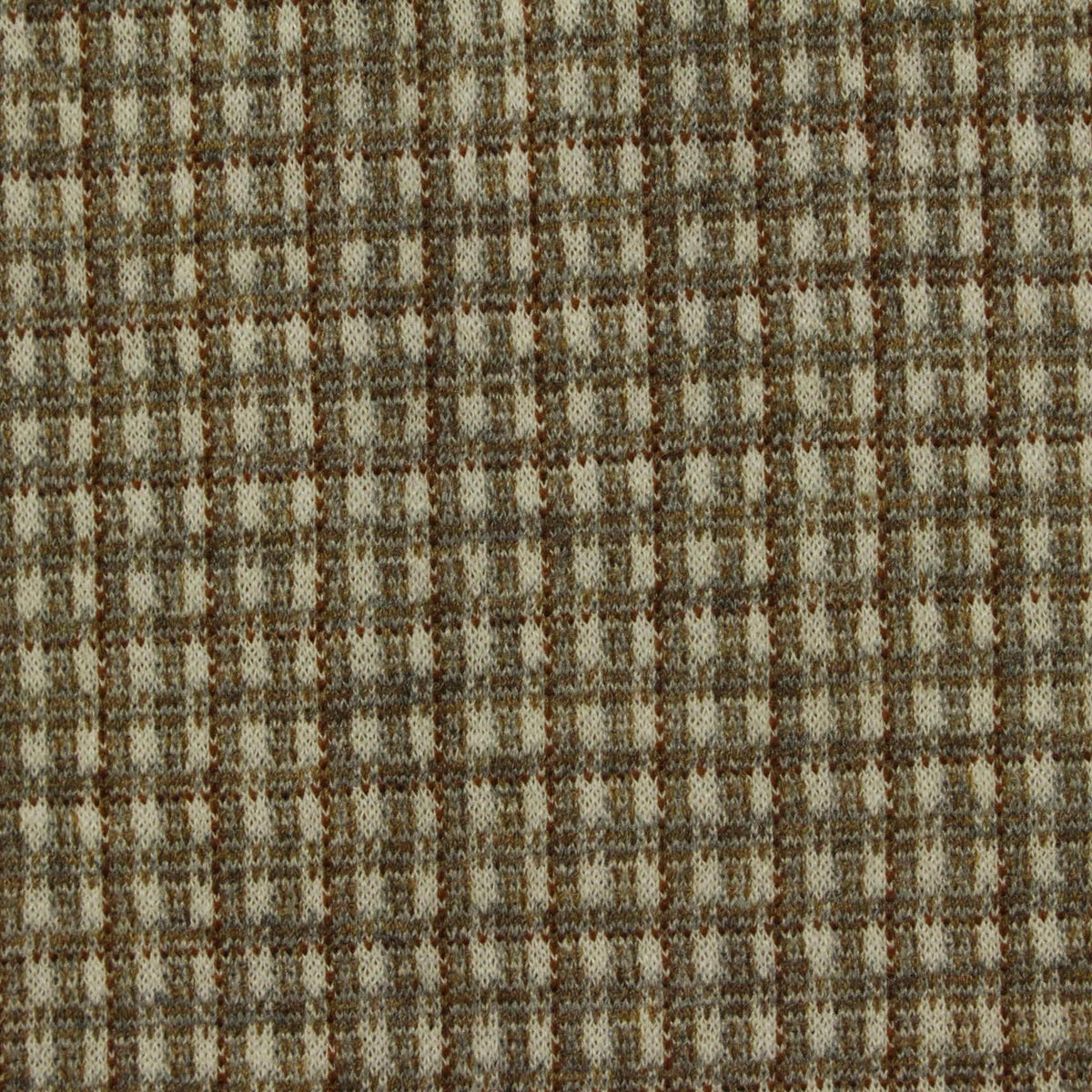 Plaid Polyester Viscose Stretch Ponte Knit Fabric, 300 gsm, 160 cm — Khaki, ref EF-227551