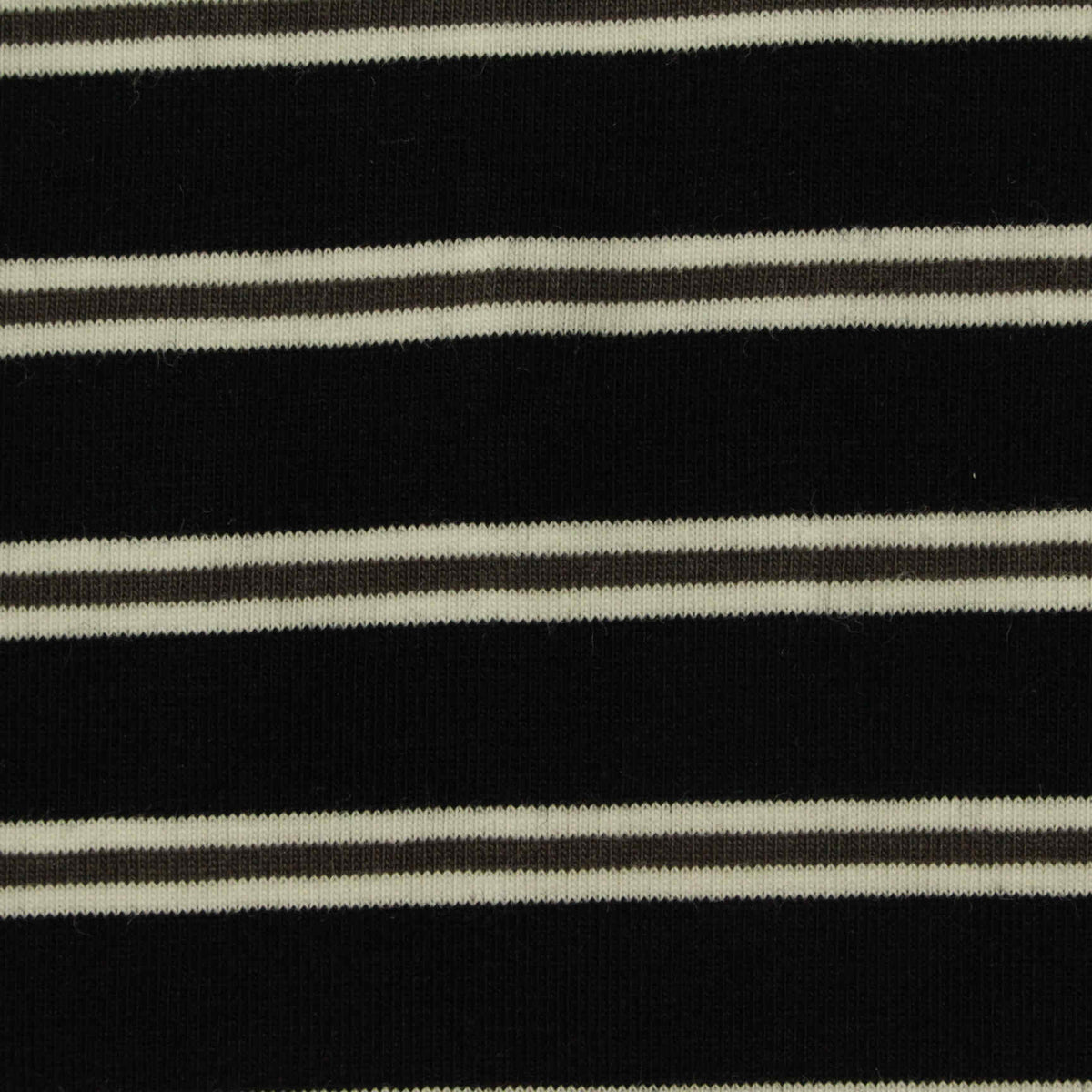 Black Horizontal-Stripe Jersey Knit, Cotton, 160 gsm