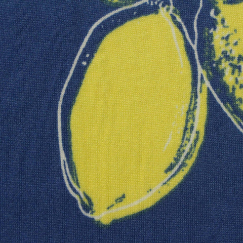 Bold Floral Brushed Polyester Milk Silk Knit Fabric, 150 gsm, 165 cm — Navy