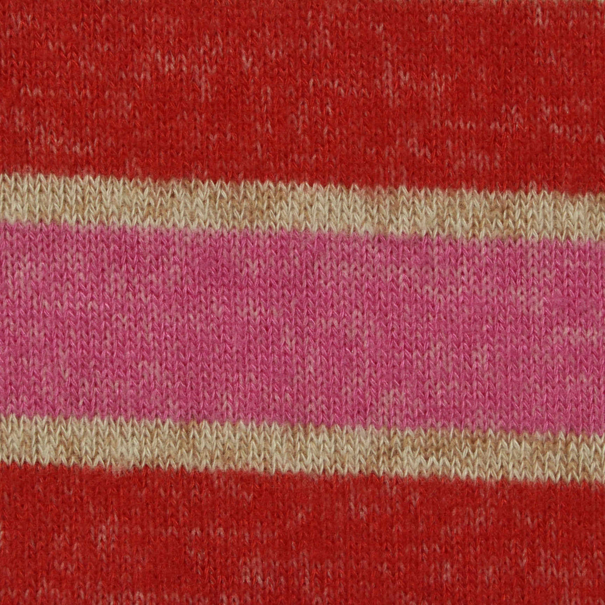 Red Horizontal-Stripe Chunky Knit, Viscose-Poly, 240 gsm
