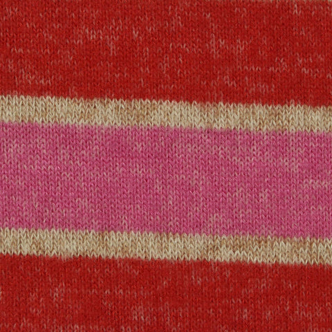 Red Horizontal-Stripe Chunky Knit, Viscose-Poly, 240 gsm
