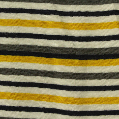 Off-White Horizontal-Stripe Jersey Knit, Poly-Viscose, 260 gsm