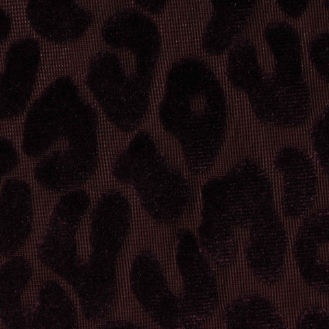 Dark Burgundy Leopard Velvet, Poly-Nylon
