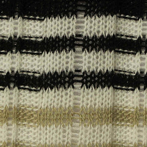 Black Horizontal-Stripe Rib Knit, Poly-Viscose, 155 gsm